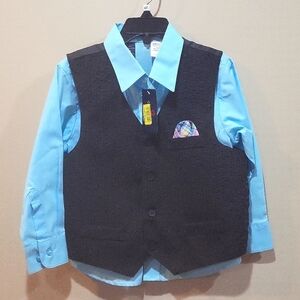 NWT Boys Dress up shirt, vest & pocket square Size 5. Dillard's Class Club